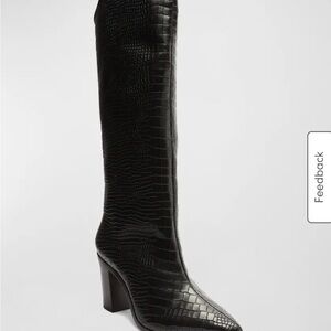 new in box schutz analeah size 9.5 black croc embossed boots